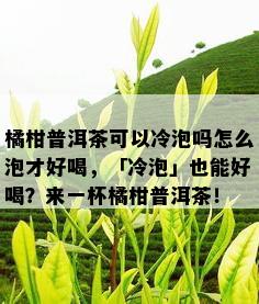 橘柑普洱茶可以冷泡吗怎么泡才好喝，「冷泡」也能好喝？来一杯橘柑普洱茶！