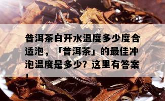 普洱茶白开水温度多少度合适泡，「普洱茶」的更佳冲泡温度是多少？这里有答案！