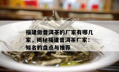 福建做普洱茶的厂家有哪几家，揭秘福建普洱茶厂家：知名的盘点与推荐