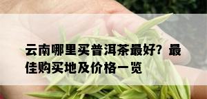 云南哪里买普洱茶更好？更佳购买地及价格一览