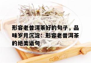 形容老普洱茶好的句子，品味岁月沉淀：形容老普洱茶的绝美语句