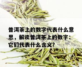 普洱茶上的数字代表什么意思，解读普洱茶上的数字：它们代表什么含义？