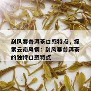 刮风寨普洱茶口感特点，探索云南风情：刮风寨普洱茶的独特口感特点