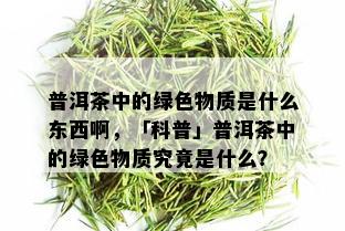 普洱茶中的绿色物质是什么东西啊，「科普」普洱茶中的绿色物质究竟是什么？