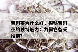 普洱茶为什么好，探秘普洱茶的独特魅力：为何它备受推崇？