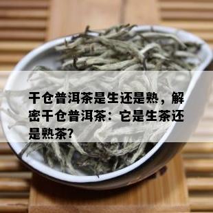 干仓普洱茶是生还是熟，解密干仓普洱茶：它是生茶还是熟茶？