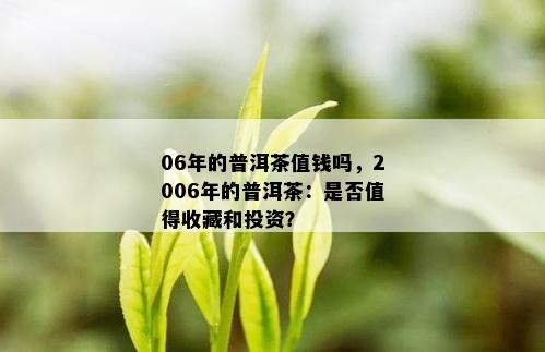 06年的普洱茶值钱吗，2006年的普洱茶：是否值得收藏和投资？