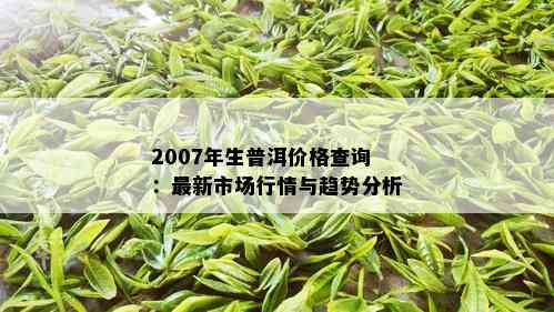 2007年生普洱价格查询：最新市场行情与趋势分析