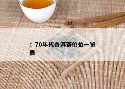 ：70年代普洱茶价位一览表