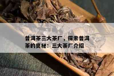 普洱茶三大茶厂，探索普洱茶的奥秘：三大茶厂介绍