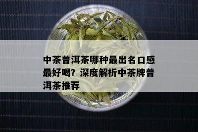 中茶普洱茶哪种最出名口感更好喝？深度解析中茶牌普洱茶推荐