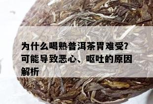 为什么喝熟普洱茶胃难受？可能导致恶心、呕吐的原因解析