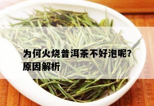 为何火烧普洱茶不好泡呢？原因解析