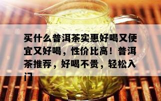 买什么普洱茶实惠好喝又便宜又好喝，性价比高！普洱茶推荐，好喝不贵，轻松入门