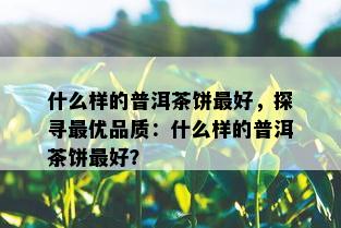 什么样的普洱茶饼更好，探寻更优品质：什么样的普洱茶饼更好？