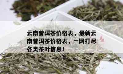 云南普洱茶价格表，最新云南普洱茶价格表，一网打尽各类茶叶信息！