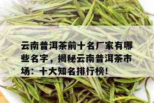 云南普洱茶前十名厂家有哪些名字，揭秘云南普洱茶市场：十大知名排行榜！