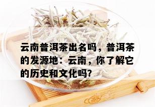 云南普洱茶出名吗，普洱茶的发源地：云南，你了解它的历史和文化吗？