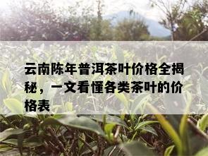 云南陈年普洱茶叶价格全揭秘，一文看懂各类茶叶的价格表