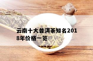 云南十大普洱茶知名2018年价格一览