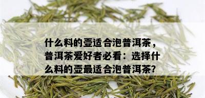 什么料的壶适合泡普洱茶，普洱茶爱好者必看：选择什么料的壶最适合泡普洱茶？