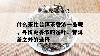 什么茶比普洱茶香浓一些呢，寻找更香浓的茶叶：普洱茶之外的选择