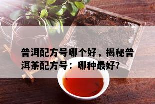 普洱配方号哪个好，揭秘普洱茶配方号：哪种更好？