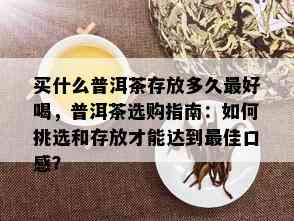 买什么普洱茶存放多久更好喝，普洱茶选购指南：如何挑选和存放才能达到更佳口感？