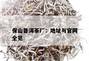 保山普洱茶厂：地址与官网全览