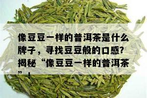 像豆豆一样的普洱茶是什么牌子，寻找豆豆般的口感？揭秘“像豆豆一样的普洱茶”！