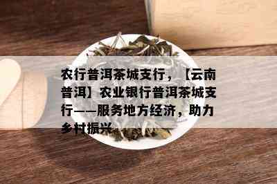 农行普洱茶城支行，【云南普洱】农业银行普洱茶城支行——服务地方经济，助力乡村振兴