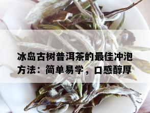 冰岛古树普洱茶的更佳冲泡方法：简单易学，口感醇厚