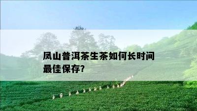 凤山普洱茶生茶如何长时间更佳保存？