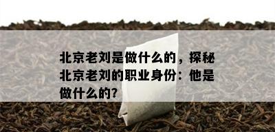 北京老刘是做什么的，探秘北京老刘的职业身份：他是做什么的？