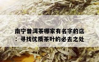 南宁普洱茶哪家有名字的店：寻找优质茶叶的必去之处