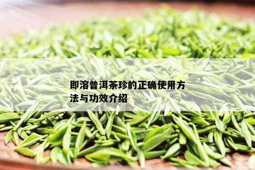 即溶普洱茶珍的正确使用方法与功效介绍