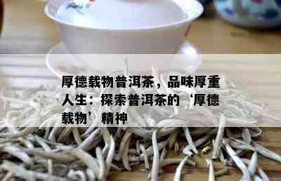 厚德载物普洱茶，品味厚重人生：探索普洱茶的‘厚德载物’精神