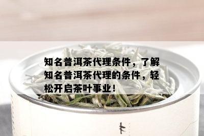 知名普洱茶代理条件，了解知名普洱茶代理的条件，轻松开启茶叶事业！