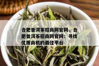 合肥普洱茶招商网官网，合肥普洱茶招商网官网：寻找优质商机的更佳平台