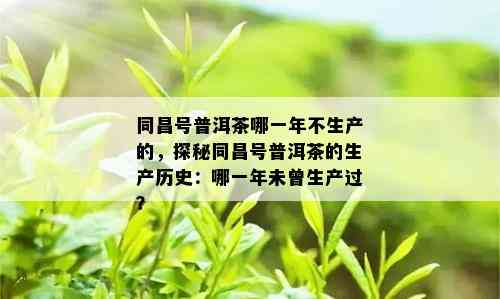 同昌号普洱茶哪一年不生产的，探秘同昌号普洱茶的生产历史：哪一年未曾生产过？