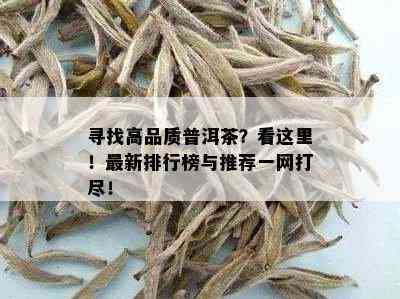 寻找高品质普洱茶？看这里！最新排行榜与推荐一网打尽！