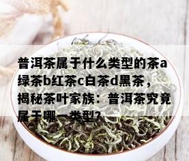 普洱茶属于什么类型的茶a绿茶b红茶c白茶d黑茶，揭秘茶叶家族：普洱茶究竟属于哪一类型？