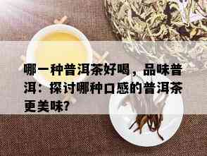 哪一种普洱茶好喝，品味普洱：探讨哪种口感的普洱茶更美味？