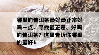 哪里的普洱茶更好最正宗好喝一点，寻找最正宗、好喝的普洱茶？这里告诉你哪里的更好！