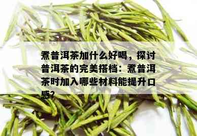 煮普洱茶加什么好喝，探讨普洱茶的完美搭档：煮普洱茶时加入哪些材料能提升口感？