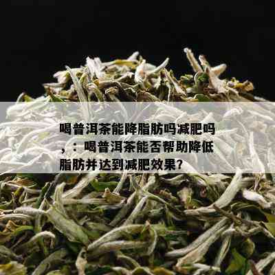 喝普洱茶能降脂肪吗减肥吗，：喝普洱茶能否帮助降低脂肪并达到减肥效果？