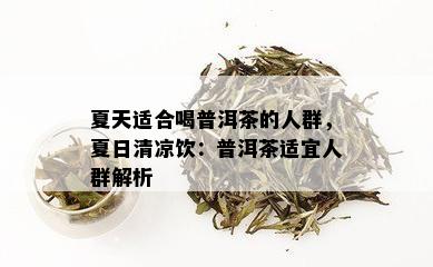 夏天适合喝普洱茶的人群，夏日清凉饮：普洱茶适宜人群解析