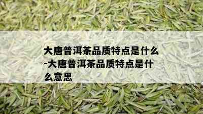 大唐普洱茶品质特点是什么-大唐普洱茶品质特点是什么意思