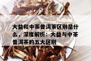 大益和中茶普洱茶区别是什么，深度解析：大益与中茶普洱茶的五大区别