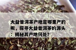 大益普洱茶产地是哪里产的呢，探寻大益普洱茶的源头：揭秘其产地何处？